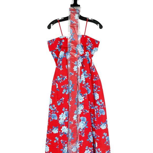 SACHIN + BABI Dress Size 12 Evening Gown Brielle Red Blue Floral Strapless - Picture 6 of 11